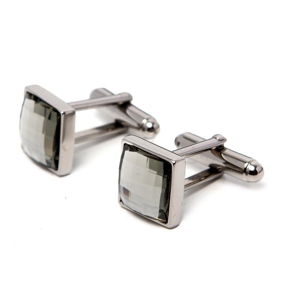 Swarovski Crystal Square Faceted Cufflinks Jewel Bling Silver Swan Stamped - Picture 2 of 11